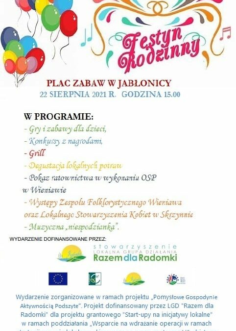 Festyn Rodzinny w Jabłonicy. Projekt ze wsparciem LGD.