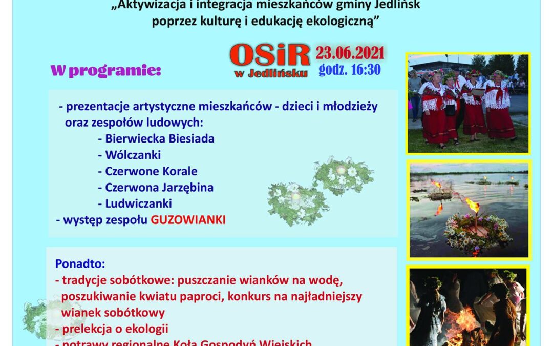 Jedlińsk zaprasza na Sobótkę. Wydarzenie współfinansowane przez LGD Razem dla Radomki