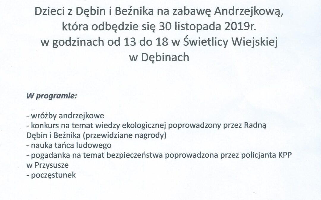 Zabawa Andrzejkowa w Dębinach.