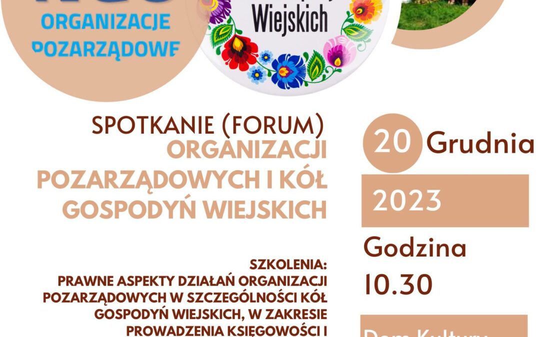 Szkolenia dla organizacji pozarządowych w Przysusze. Forum NGO – 20.12.2023 r.